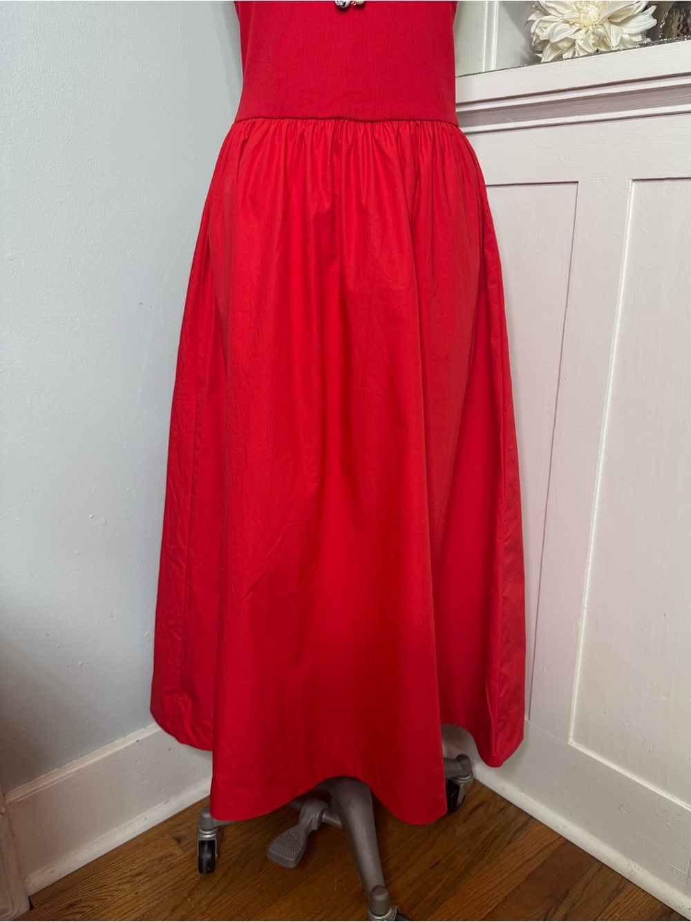Gap Mixed Media Drop Waist Maxi Dress Red Medium Large XL NWT - Picture 7 of 16